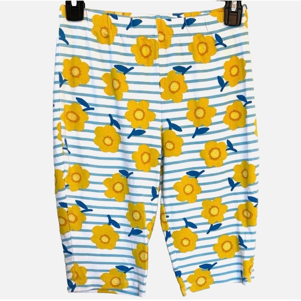 Mini Boden Daisy Stripe Bike Shorts Girls 14 Yellow Blue Pull-On Summer